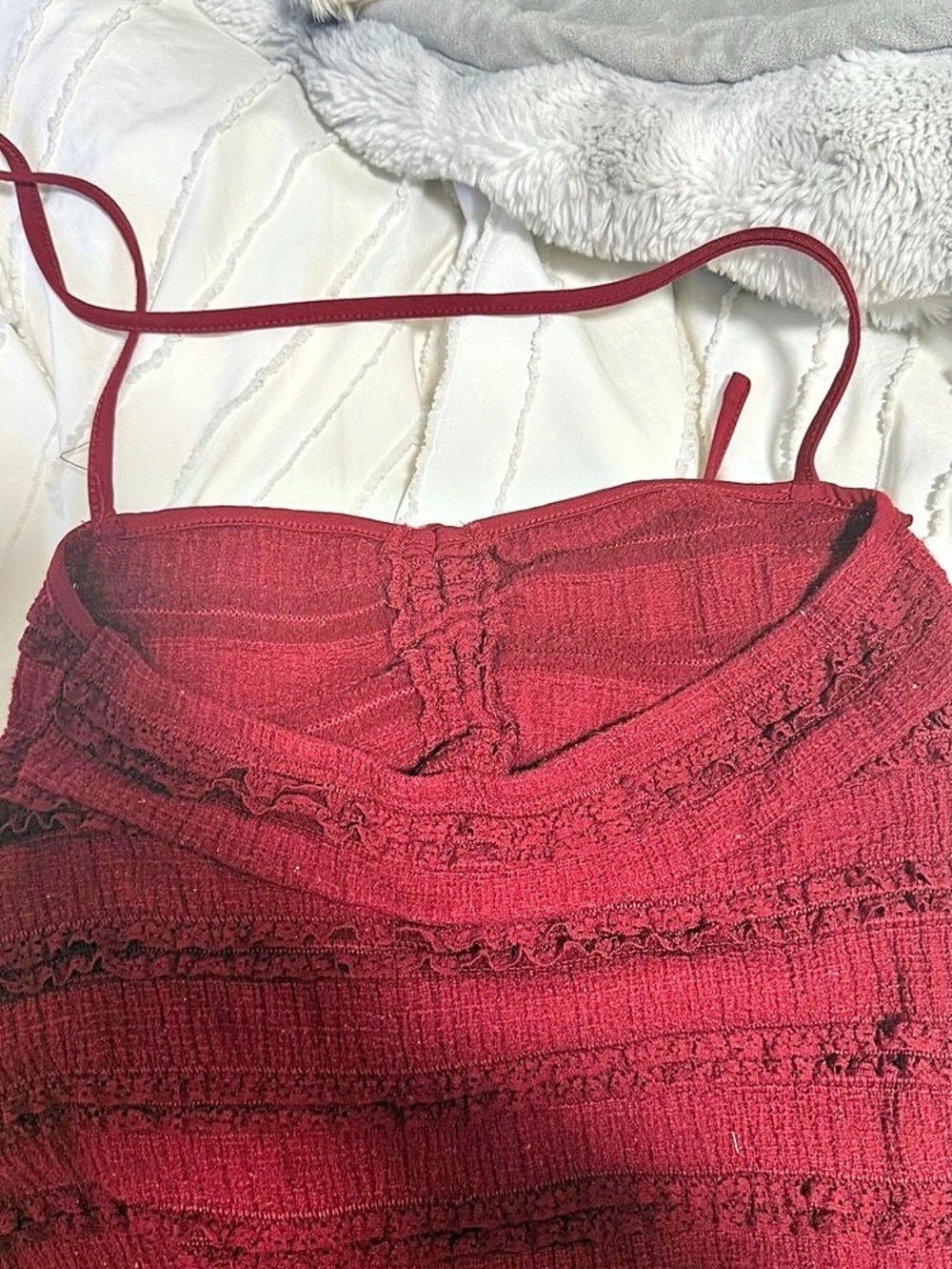 Red Lace Halter Top - Picture 4 of 4